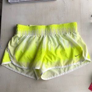 Nike neon yellow dri fit athletic shorts (small)